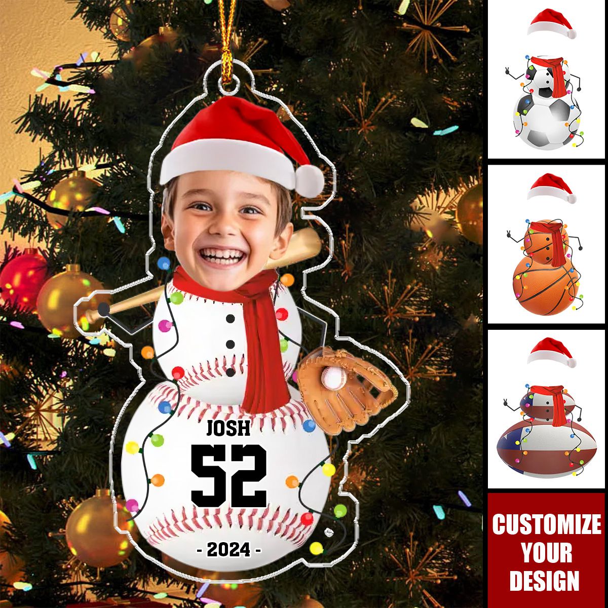 Custom Photo Play Like A Champion - Personalized Custom Ornament