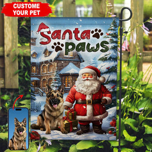 Santa Paws Pet Photo- Personalized Flag - Gift For Family, Gift For Pet Lover, Christmas Gift