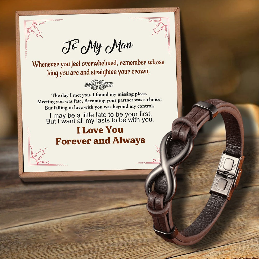 I Love You Forever&Always Leather Bracelet Gift With Gift Card