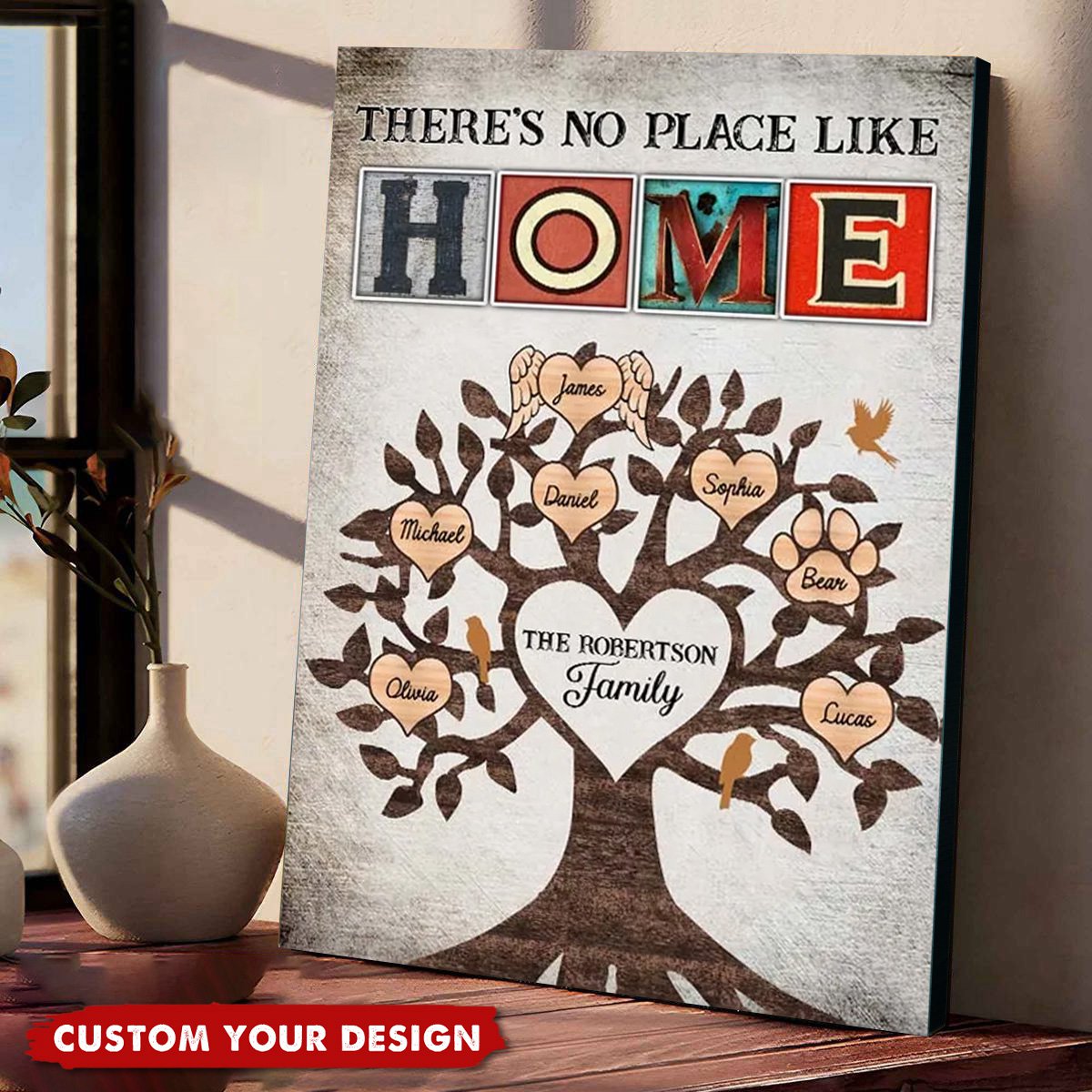 Personalized Tree Of Life With Family Members There's No Place Like Home Poster