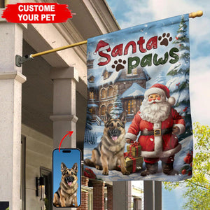 Santa Paws Pet Photo- Personalized Flag - Gift For Family, Gift For Pet Lover, Christmas Gift