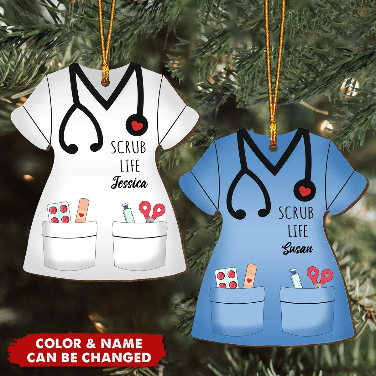 Nurse Scrub Life Personalized Wooden Ornament,Gift For Nurses