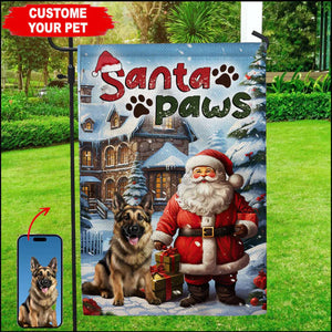 Santa Paws Pet Photo- Personalized Flag - Gift For Family, Gift For Pet Lover, Christmas Gift