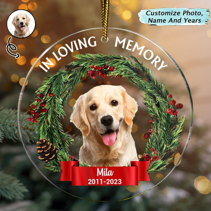 Custom Photo In Loving Memory Dog Cat - Pet Memorial Gift-Personalized Circle Acrylic Ornament