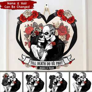 Til Death Do Us Part Couple Skull - Personalized Custom Shaped Wood Sign