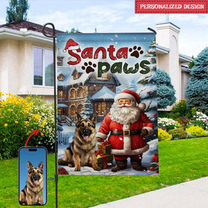 Santa Paws Pet Photo- Personalized Flag - Gift For Family, Gift For Pet Lover, Christmas Gift