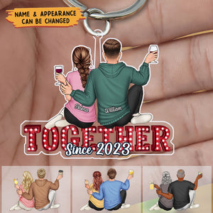 Couple Hugging Together Since - Personalized Cutout Acrylic Keychain