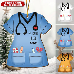 Nurse Scrub Life Personalized Wooden Ornament,Gift For Nurses