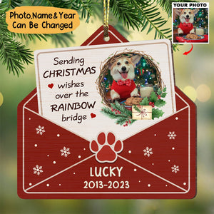 Dog Memorial Gift Sending Christmas Wishes Personalized Photo Ornament