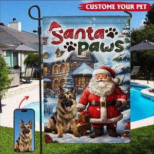 Santa Paws Pet Photo- Personalized Flag - Gift For Family, Gift For Pet Lover, Christmas Gift