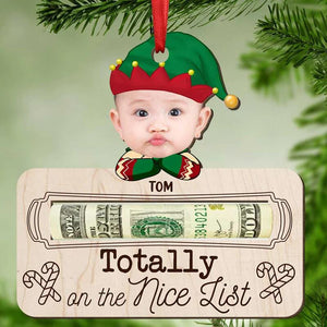 Cute Christmas Doll Kid On The Nice List Personalized Money Holder Ornament