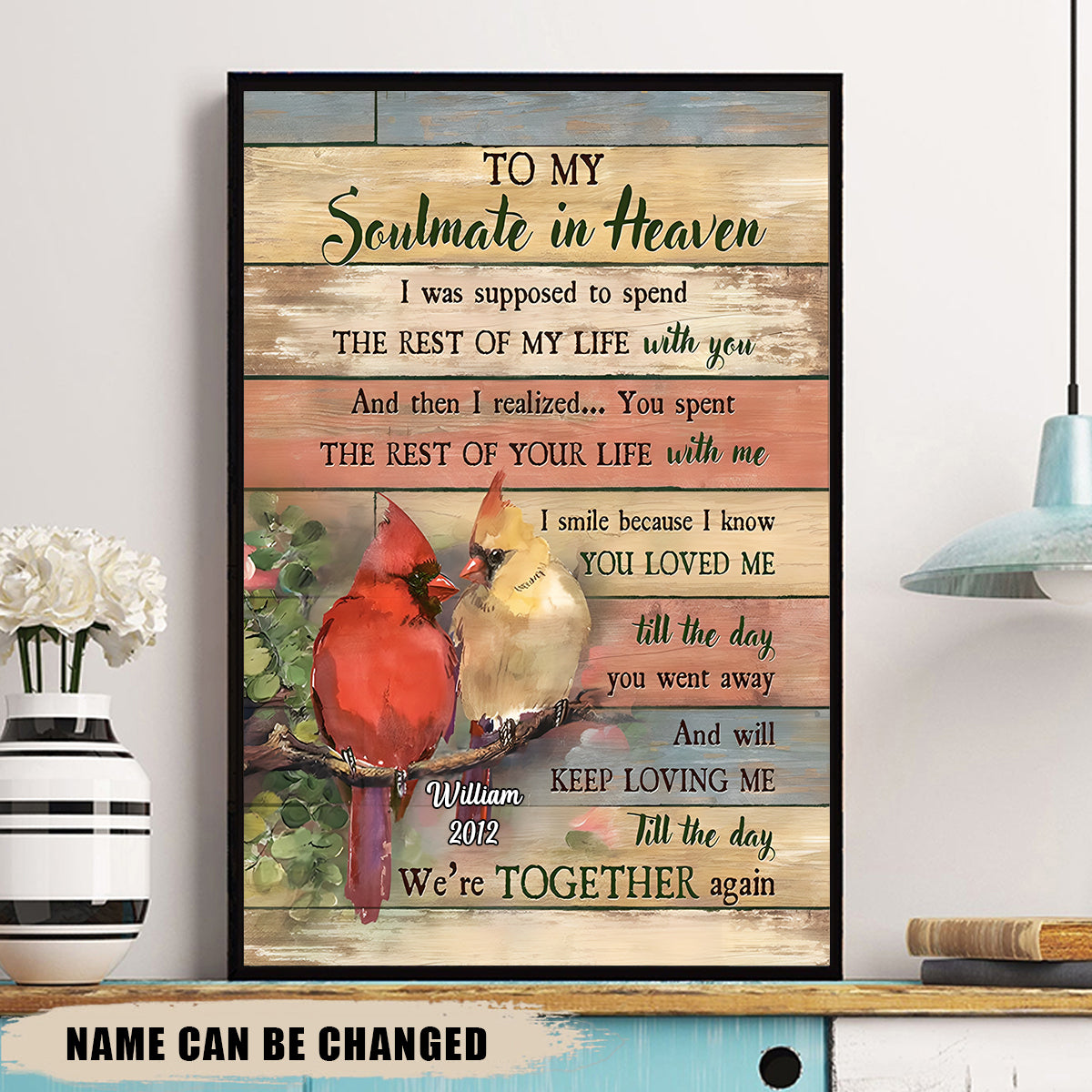 Cardinal To My Soulmate In Heaven Till The Day We're Together Again Personalized Canvas