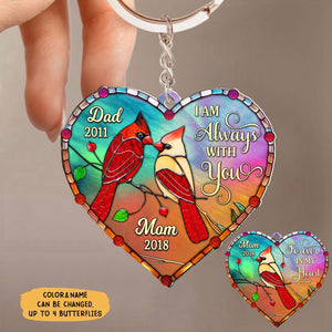 Personalized Cardinal I'm Always With You Heart Acrylic Keychain