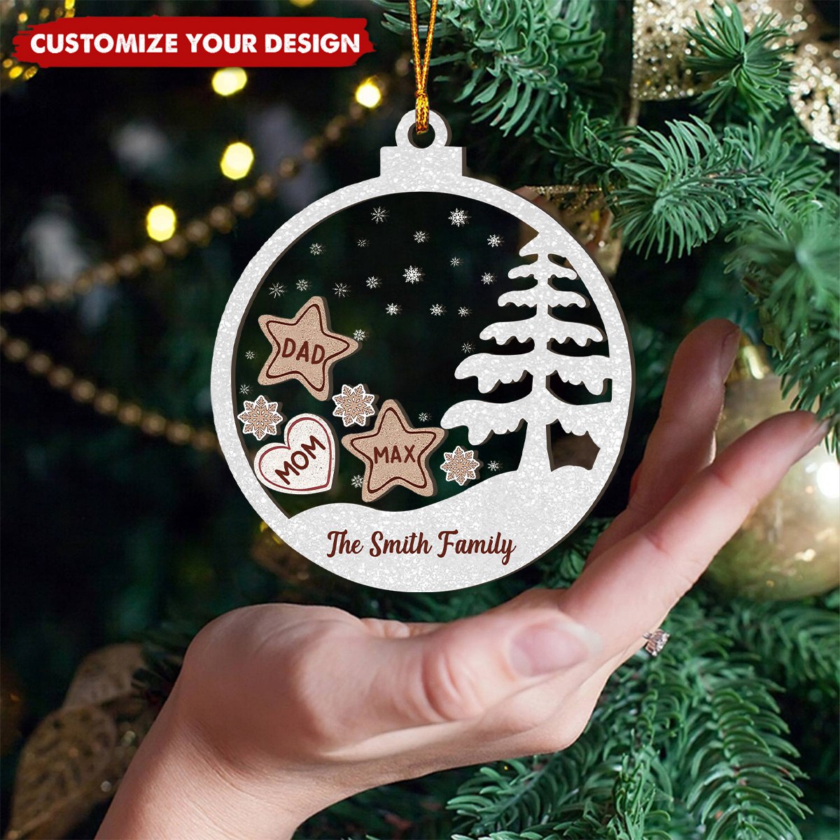 Snow Globe Shaker Ornament - Personalized Family Christmas Ornament