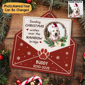 Dog Memorial Gift Sending Christmas Wishes Personalized Photo Ornament