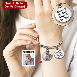 Custom Photo Charm Text Memorial Antique Silver Personalized Bracelet