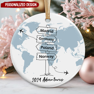 World Adventure Travel Personalized Custom Traveling Destination Ornament