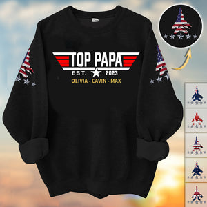 Top Papa Est, Personalized Papa, Grandpa's Birthday, Father's Day Gift Sweatshirt