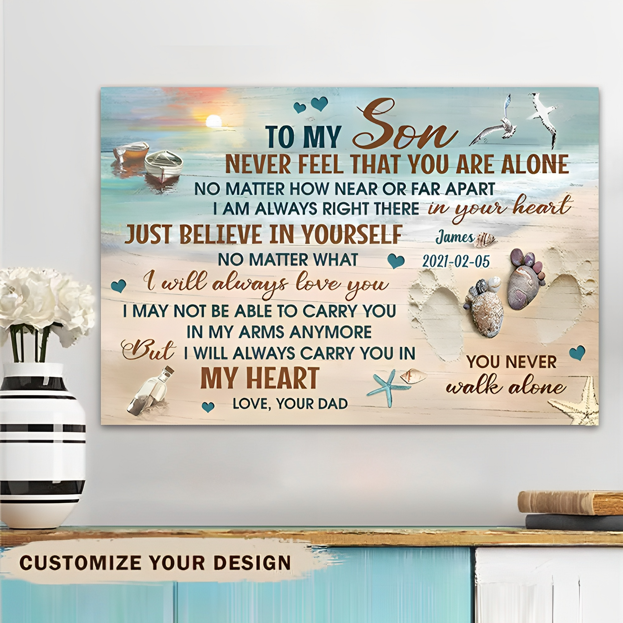 To My Son Never Feel That You Are Alone Canvas Print - Gift For Son, Love Son Christmas Gift