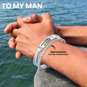 When Our Story Began Personalized Man Leather Bracelet