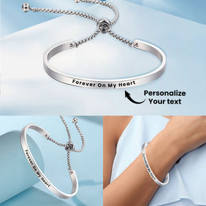 Forever On My Heart- Personalized Memorial Adjustable Bracelet