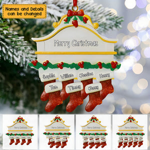 Personalized Family Gift Engraved Names Red Stockings Christmas Ornament For Family