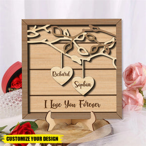 I Love You Forever - Personalized Couple 2 Layers Wooden Plaque