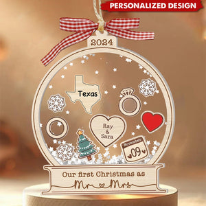 Our First Christmas As Mr&Mrs-Personalized Acrylic Wedding Couple Memorial Ornament