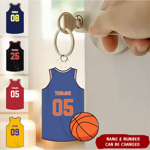 Personalized Basketball Jersey Acrylic Keychain - Gift For Basketball Lover
