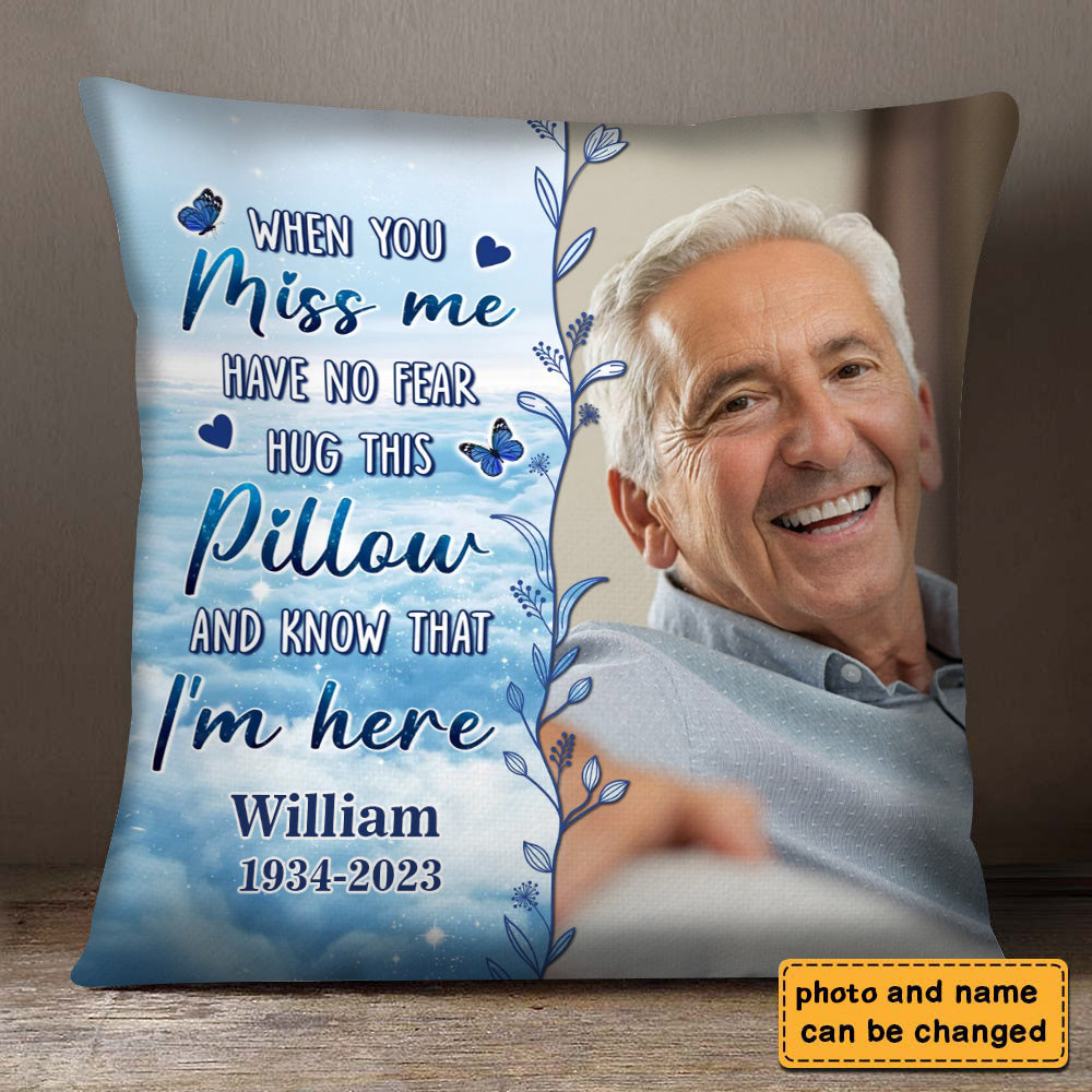 When You Miss Me Hug This Pillow Photo Inserted Sky Cloud Personalized Pillow