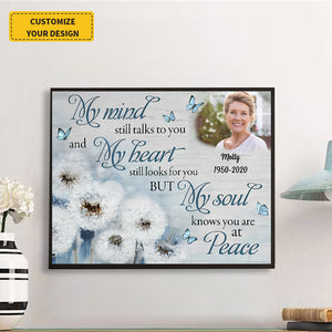 Personalized Gifts Memorial Photo Gifts My mind still talks to you Dandelion and Butterflies Wall Art Decor canvas