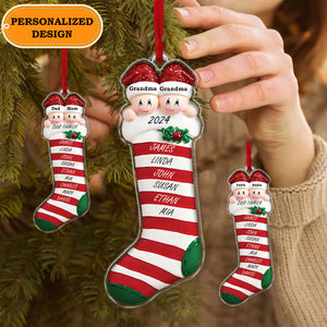 Stocking Couple Grandparent With Kids Christmas Ornament