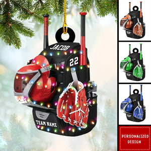 Personalized Baseball Bag Christmas Ornament, Gift For Baseball Lovers