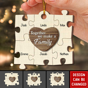 Christmas Puzzle We Make A Family - Personalized Wooden Ornament