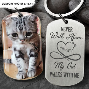 Never Walk Alone Pet Memorial Metal Keychain, Pet Loss Gift