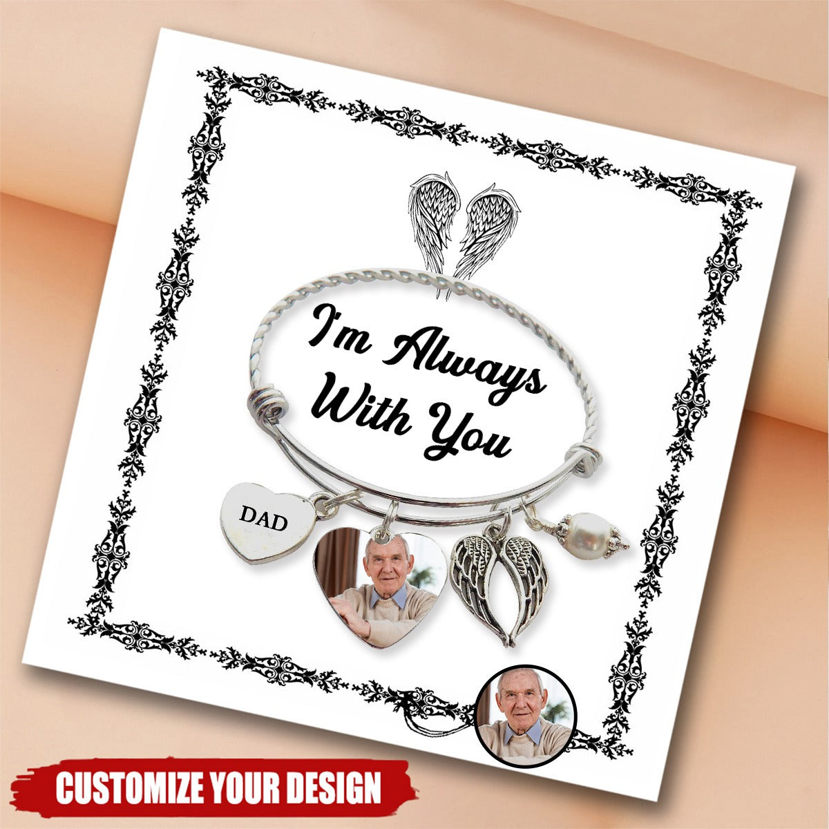 Custom Photo I'll Carry You With You Personalized Memorial Bracelet