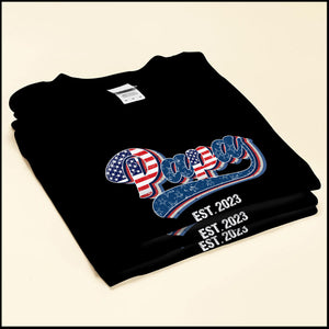 American Flag Papa Grandpa Est Year Personalized Shirt