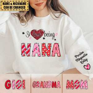 I Love Being Grandma Heart With Grandkids Personalized Valentine 2024 Sweatshirt