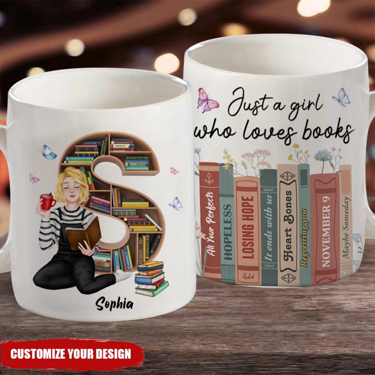 Just A Girl Who Loves Books, Personalize Mug, Gifts For Book Lover