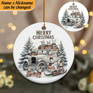 Personalized Christmas Snowman Ceramic Ornaments,Famliy Christmas Ornament