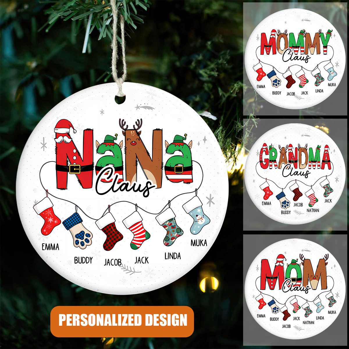 Personalized Customized Grandma/GiGi/NaNa Christmas Gift Ornament