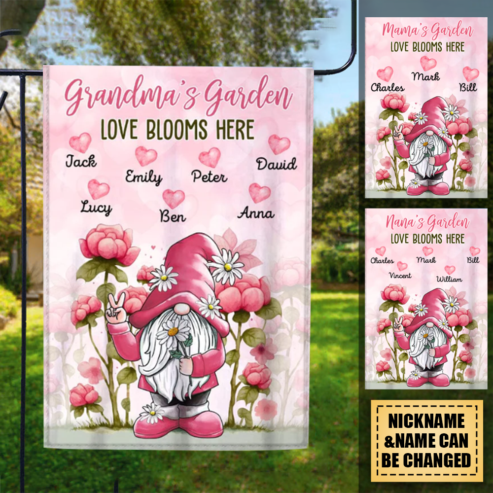 Lovely Sweet Heart Kids, Love Blooms Here Personalized House Garden Flag