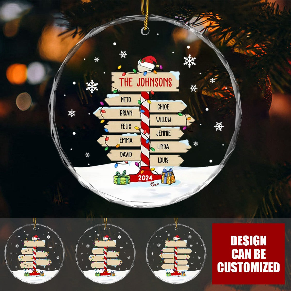 Family Sign Version - Personalized Custom Glass Ornament