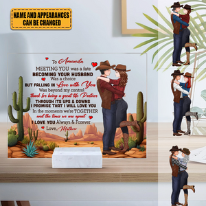 Couple Cowboy To My Wife Meeting You- Personalized Plaque