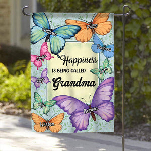 Lovely Grandma Mom Butterfly Kids, Happiness Is Being Called Nana Personalized Flag