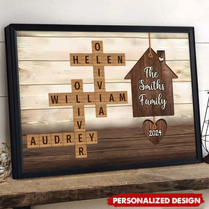 Personalized Family House Crossword Art Poster