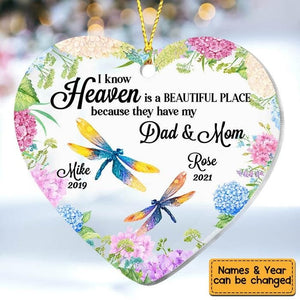 Personalized Memo Dragonfly Heaven Is A Beautiful Place Ornament Heart Ornament