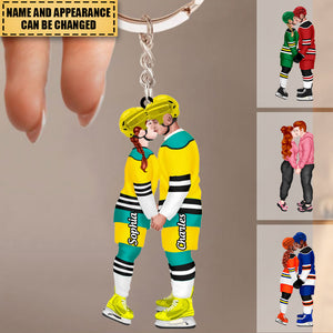 Personalized Acrylic Keychain - Gift For lce Hockey Couple