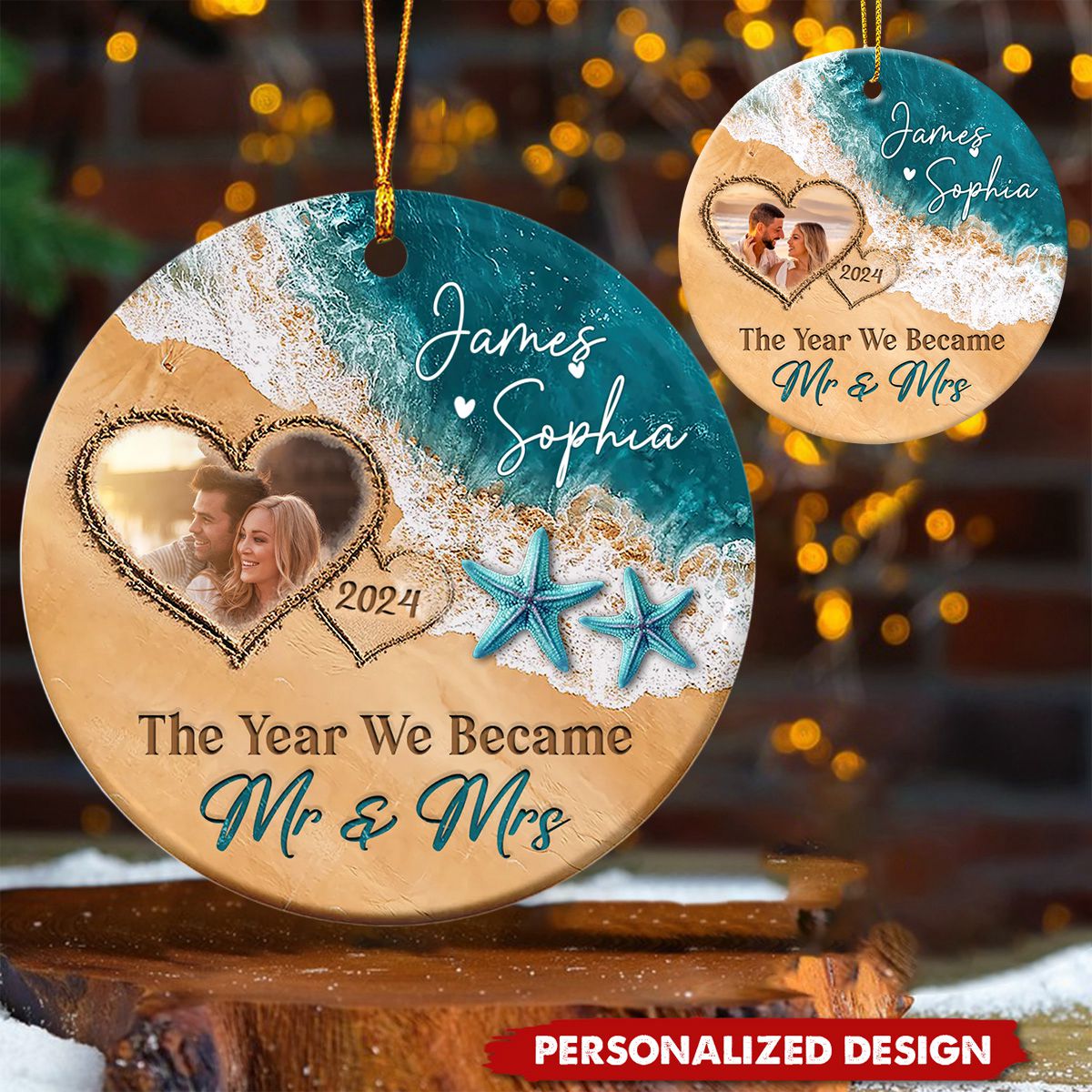 The Year We Became Mr & Mrs – Personalized Christmas Ceramic Ornaments Gift For Couple