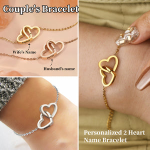 Personalized Name Customization Simple Stylish Heart Shaped Couple Bracelet